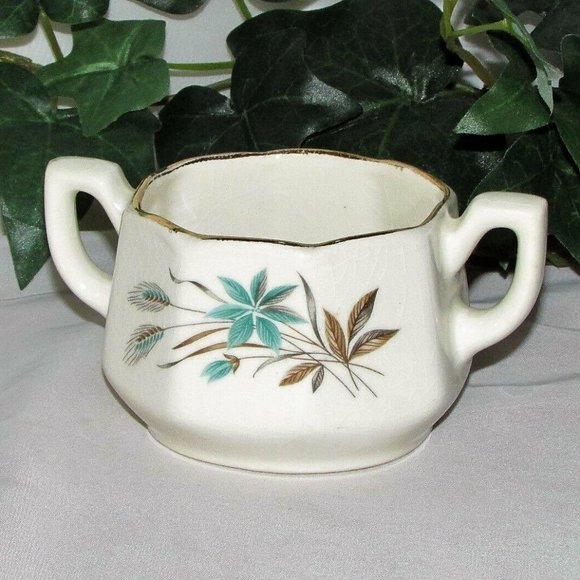 Georgian China Canadian Wheat Vintage Creamer & Sugar Bowl Set Cottagecore - Picture 4 of 11